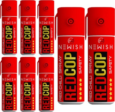 NEWISH Powerful Red Chilli Pepper Spray Self Defence for Women Pack Of 8 Each 55 ml Pepper Stream Spray
