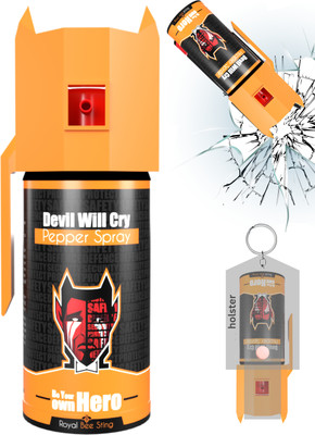 Devil Will Cry Pepper Spray with Keychain + Glass Breaker & Holster Self Defense Device(Orange) Pepper Foam Spray