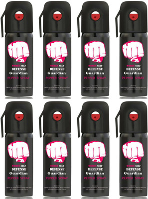 Guardian Women Self Defence Pepper Spray for Safety/Protection, Compact Size with Clip | Max Protection - 45 shots | 55 ml | Pack of 8 Pepper Stream Spray