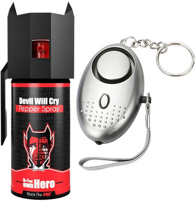 Devil Will Cry Combo of Pepper Spray and Defence Emergency Alarm in Keychain Pepper Foam Spray