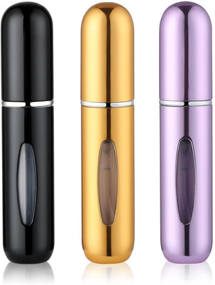 YOGVAYNA Portable Mini Refillable Perfume Atomizer Spray Bottle Empty 5 ml Spray Bottle(Pack of 3, Multicolor, Aluminium)