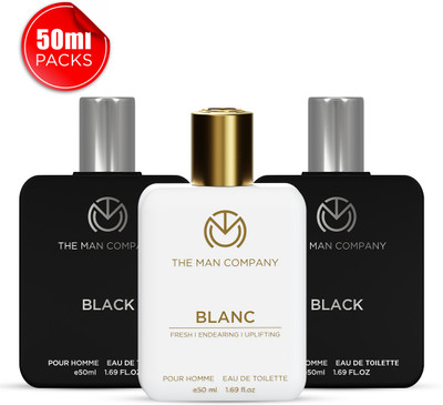THE MAN COMPANY Iconic Perfumes, Black and Blanc EDT 3 x 50ml | Long-Lasting Fragrance Eau de Toilette  -  150 ml(For Men)
