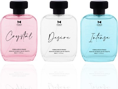 MORAZE Luxury Perfume Gift for Men & Women,Pack of 3, 150ml(crystal+ desire+ intense) Eau de Toilette  -  36 ml(For Men & Women)