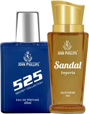 John Phillips 525 & SANDAL | Long Lasting | Combo Eau de Parfum  -  120 ml(For Men & Women)