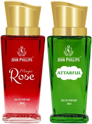 John Phillips Rose & Attarful | Eau De French Perfume Unisex Combo Gift Set Pack of 2 Eau de Parfum  -  120 ml(For Men & Women)