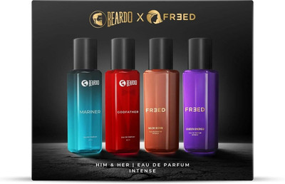 BEARDO Godfather, Mariner, Musk Bomb & Queen Energy EDP Giftset For Him & Her | Intense Perfume  -  80 ml(For Men & Women)