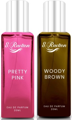 8Raction Pretty Pink+Woody Brown 20ml Combo-02 Eau de Parfum  -  40 ml(For Men & Women)