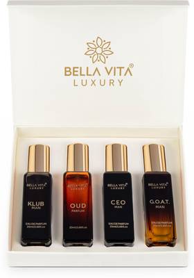 Bella vita organic Mens Perfume Gift Set 4x20 ml Perfumes Luxury Scent with Long Lasting Fragrance Perfume  -  80 ml