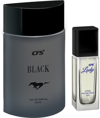CFS Black 100ml Eau De Parfum & Lady 25ml Long lasting Perfume Eau de Parfum  -  125 ml(For Men & Women)
