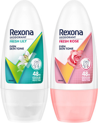 REXONA Fresh Lily & Whitening Fresh Rose Underarm Roll On Perfume Eau de Parfum  -  100 ml(For Women)