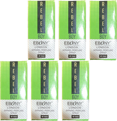MOSKLIN EBONY LONDON REBEL BOY PERFUME SPRAY FOR SMOOTH & FRESH FEEL PACK OF - 10ml x 6 Perfume  -  60 ml(For Men & Women)