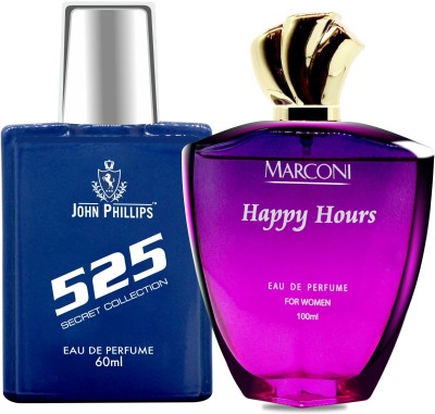 John Phillips 525 & Marconi HAPPY HOURS | Long Lasting | Combo Eau de Parfum  -  160 ml(For Men & Women)