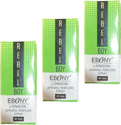 MOSKLIN EBONY LONDON REBEL BOY PERFUME SPRAY FOR SMOOTH & FRESH FEEL PACK OF - 10ml x 3 Perfume  -  30 ml(For Men & Women)