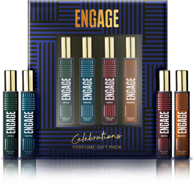 Engage Gift Set Celebrations Perfume Spray, Long Lasting Wedding Hamper by ITC (25mlx4) Perfume - 100 ml(For Men)