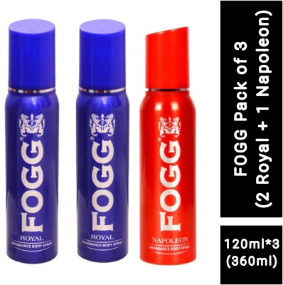 FOGG 2 Royal and 1 Napoleon and No Gas Perfume Deodorant Spray Perfume  -  360 ml(For Men)