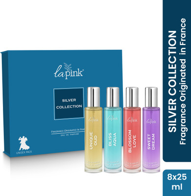 La Pink Silver Collection EDP Perfume Gift Set Long Lasting & Travel Friendly(25ml x 8) Perfume  -  200 ml(For Men & Women)