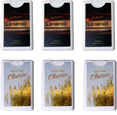 Gimani Legend and Classic Pocket Perfume 20 ML Each (Pack of 6) Eau de Parfum  -  120 ml(For Men & Women)
