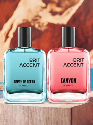 BRIT ACCENT Combo Pack Of 2|Depth Of Ocean-Canyon|Parfum|Long-Lasting|Specially Currated| Eau de Toilette - 100 ml(For Men)