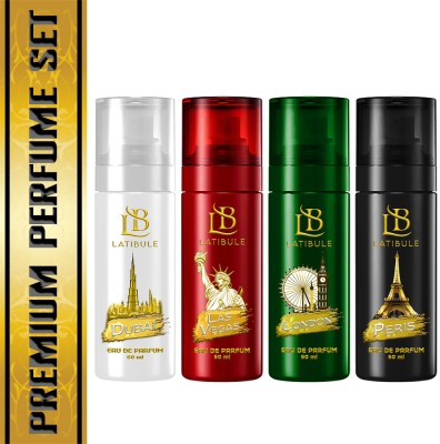 Latibule LUXURY Pure Elegance Unisex Perfume Lasvegas+Dubai+Peris+London Combo Eau de Parfum  -  240 ml(For Men & Women)