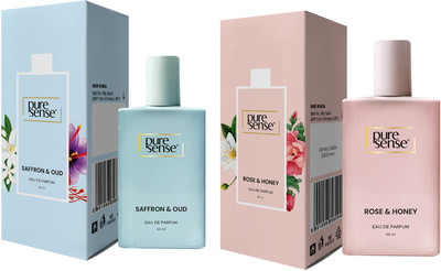 PureSense Saffron Oud + Rose Honey Perfume Gift Set Pack of (2x50ml) Long Lasting Eau de Parfum  -  100 ml(For Women)