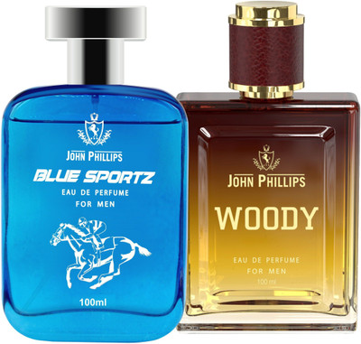 John Phillips BLUE SPORTZ & WOODY | Long Lasting | Combo Eau de Parfum  -  200 ml(For Men & Women)