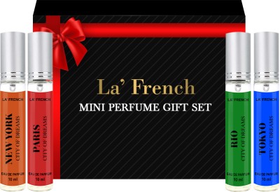 La French City Mini Perfume Gift Set for Men 4 X 10 ml Long Lasting Luxury Scent Eau de Parfum  -  40 ml(For Men)