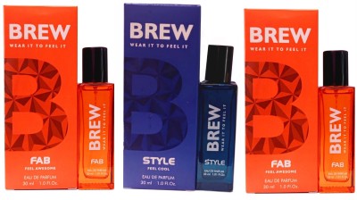 BREW 2 FAB 1 STYLE PERFUME 30 ML EACH , PACK OF 3 . Eau de Parfum  -  90 ml(For Men & Women)