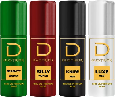 DUSTKICK Special Combo Non-Alcoholic Quality Men & Women Perfume Body Spray  -  For Men & Women(240 ml, Pack of 4)