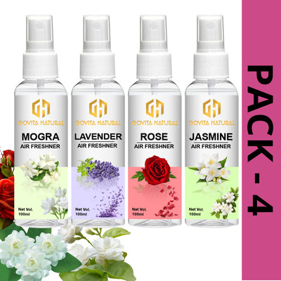 Govita Naturals Rose, Mogra, Lavender, Jasmine Spray Long Lasting Rose+Mogra+Lavender+Jasmine Combo(400 ml)