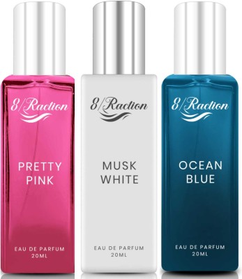 8Raction Platinum Luxury parfum Pretty Pink+Musk White+Ocean Blue 20ml Combo-03 Eau de Parfum  -  60 ml(For Women)