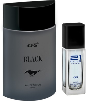 CFS Black 100ml Eau De Parfum & Ice Water 25ml Long lasting Perfume Eau de Parfum  -  125 ml(For Men & Women)