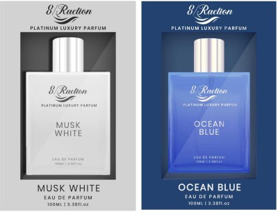 8Raction White & Blue Platinum Luxury long lasting 100ml Combo-02 Eau de Parfum  -  200 ml(For Men)