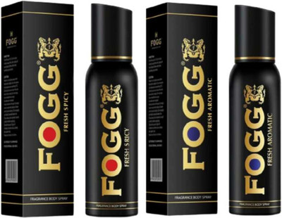 FOGG LONG LASTING DEO BLACK FRESH SPICY 120 ML & FRESH AROMATIC120 ML Deodorant Spray  -  For Men(240 ml, Pack of 2)