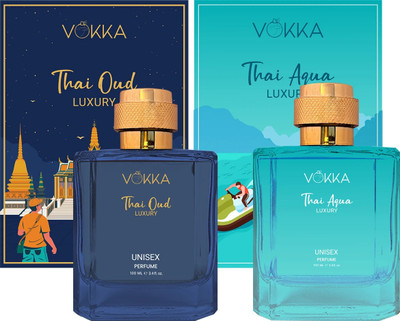 VOKKA Thai Oud & Thai Aqua 100 ml Each Luxury Long Lasting EDP Fragrance For Gift Eau de Parfum - 100 ml(For Men & Women)