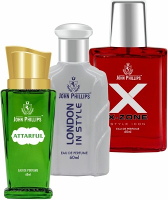 John Phillips ATTARFUL & LONDON IN STYLE & X-ZONE | Long Lasting French Unisex Perfume Eau de Parfum  -  180 ml(For Men & Women)