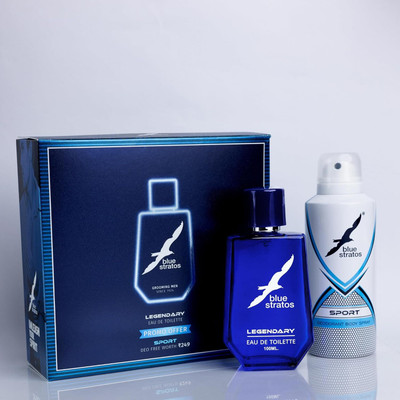 Blue Stratos Legendary Eau de Toilette 100ml with Free Deodorant Long-Lasting Perfume Eau de Toilette  -  100 ml(For Men)