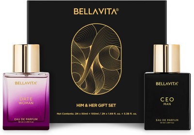 Bellavita CEO Man & DATE Woman Perfume Gift Set|2x50ML|Long Lasting Fragrances| Eau de Parfum  -  100 ml(For Men & Women)