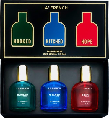 La French Perfume Gift Set Hooked | Hitched | Hope Long Lasting Fragrance Scent 30ML X 3 Eau de Parfum  -  90 ml(For Men)