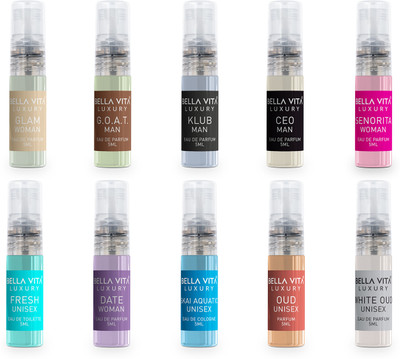 Bella vita organic Unisex Fragrance Gift Set | 10x5ml | Pocket Friendly | Long Lasting Fragrance Eau de Parfum  -  50 ml(For Men & Women)