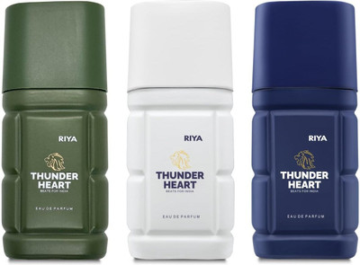 RIYA Thunderheart Green, White & Blue | Pack of 3 | 30ml Each Eau de Parfum - 90 ml(For Men)
