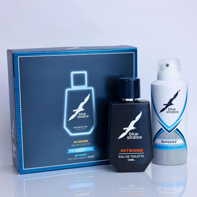 Blue Stratos Intense Eau de Toilette 100ml with Free Deodorant Long-Lasting Perfume Eau de Toilette  -  100 ml(For Men)