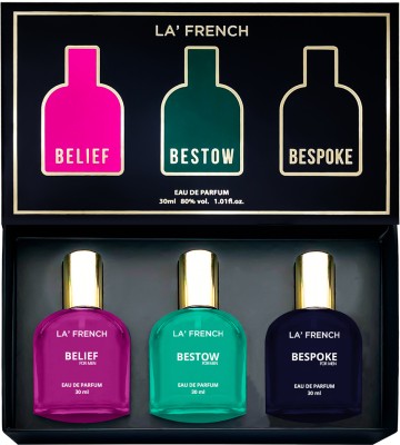 La French Perfume Gift Set for Men Belief | Bestow | Bespoke Long Lasting Scent 30ml X 3 Eau de Parfum  -  90 ml(For Men)