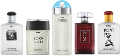 RIYA Bindas & Born Rich & Melody Green & Punch & Poizo Perfume Pack of 5 100 ML Each Eau de Parfum  -  500 ml(For Men)