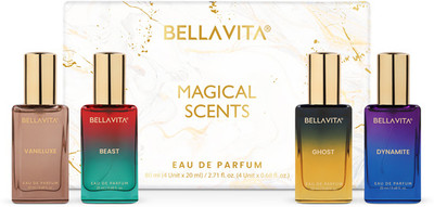 Bellavita Magical Scents Gift Set For All|4x20ml|With Woody & Oriental Notes|Long Lasting| Eau de Parfum - 80 ml(For Men & Women)