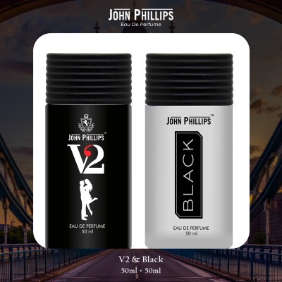 John Phillips V2 & Black Eau De French Perfume Unisex Combo Gift Set Eau de Parfum  -  100 ml(For Men & Women)