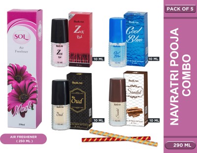 Rankson Navratri Puja Set Musk Freshener (1pc), Zinx Aqua Sandal Oud (4pc) Pack of 5 Perfume  -  290 ml(For Men & Women)