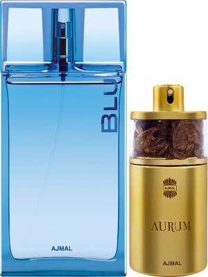 Ajmal Blu Aquatic Woody and Aurum Fruity Floral 90 & 75ML EDP Eau de Parfum  -  165 ml(For Men & Women)