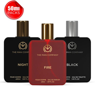 THE MAN COMPANY Premium Perfume Combo 3 x 50ml | Black, Fire & Night | Long-Lasting Fragrance Perfume  -  150 ml(For Men)