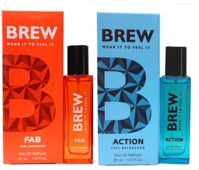 BREW 1 FAB ,1 ACTION PERFUME ,30 ML EACH , PACK OF 2 . Eau de Parfum  -  60 ml(For Men & Women)