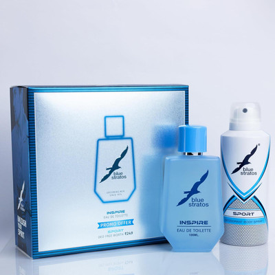 Blue Stratos Inspire Eau de Toilette 100ml with Free Deodorant Long-Lasting Perfume Eau de Toilette  -  100 ml(For Men)